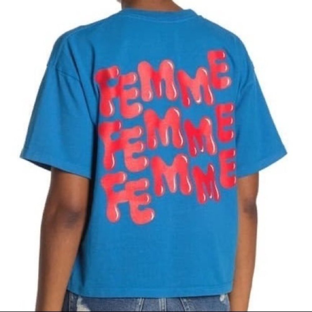 Obey FEMME T-SHIRT IN BLUE AND RED, XS